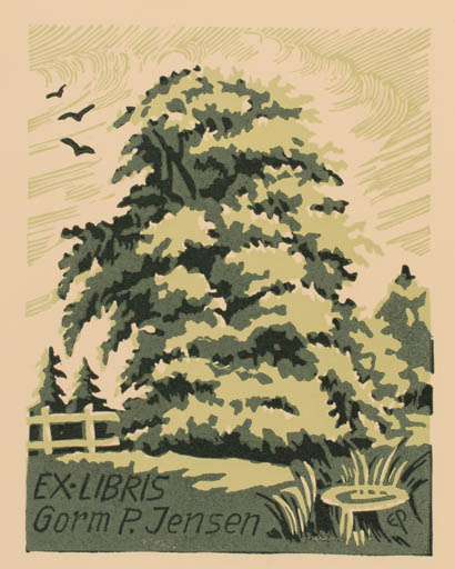 Exlibris by Edmund Peter from Denmark for Gorm P. Jensen - Tree 