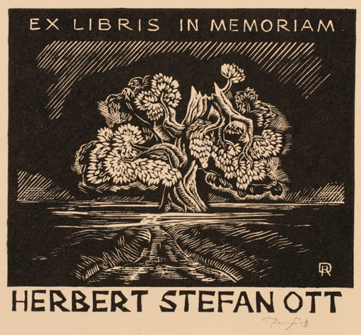 Exlibris by Denis Rheutow from Russia for Herbert S. Ott - Tree 