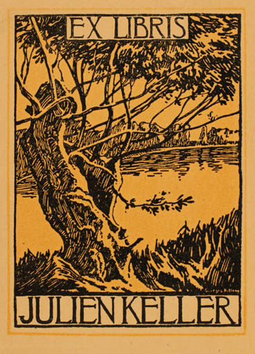 Exlibris by Georges Ritleng from France for Julien Keller - Tree 