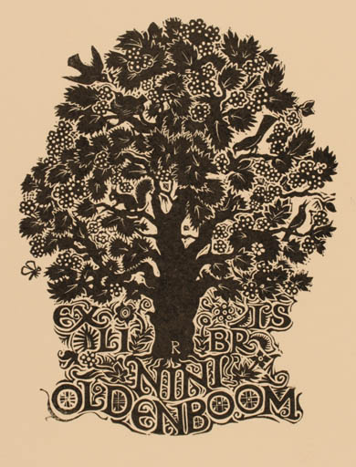 Exlibris by Pam Georg Rueter from Netherland for Nini Rueter-Oldenboom - Tree 