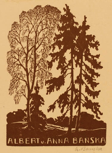 Exlibris by Albert Banska from Germany for Albert og Anna Banska - Tree 