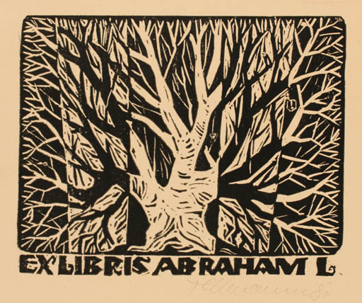 Exlibris by Josif Tellmann from Romania for Abraham L. - Tree 