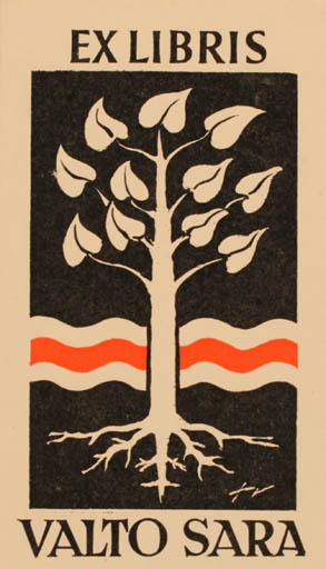Exlibris by Toivo Vuorela from Finland for Vato Sara - Tree 
