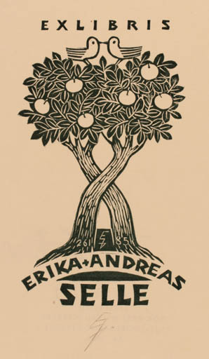 Exlibris by Erhard Zierold from Denmark for Erika & Andreas Selle - Tree 