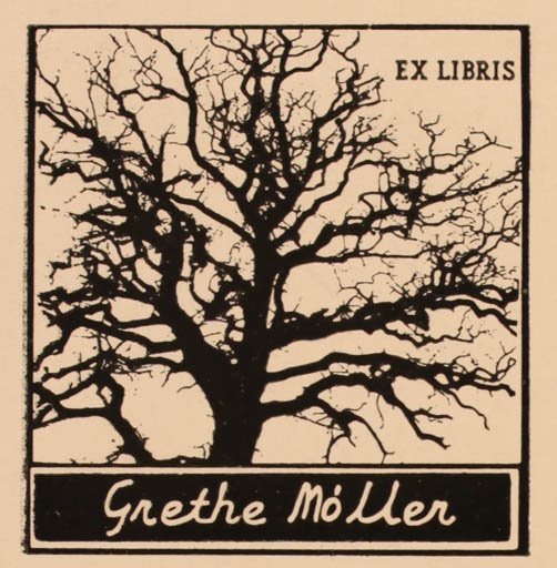 Exlibris by Aage Østergaard from Denmark for Grethe Møller - Tree 