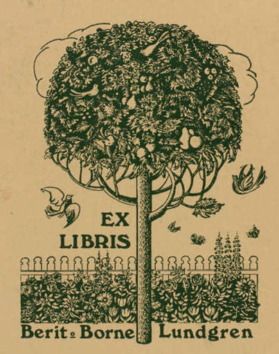 Exlibris by Borne Lundgren from Sweden for Berit og Borne Lundgren - Tree 
