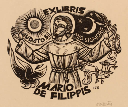 Exlibris by Oriol M. Divi from Spain for Mario de Filippis - Religion 