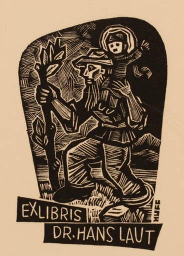 Exlibris by Hermann Huffert from Germany for Dr. Hans Laut - Child Man Religion 