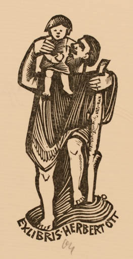 Exlibris by Herbert S. Ott from Germany for Herbert S. Ott - Child Man Religion 