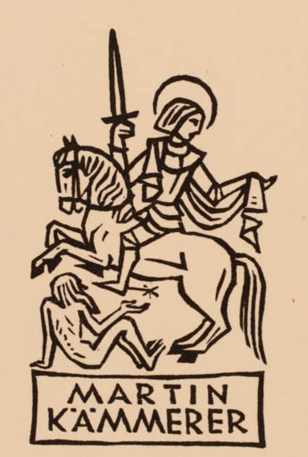 Exlibris by Ellen Beck from Germany for Martin Kämmerer - Horse Medicine Religion Horseman/Rider 