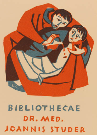 Exlibris by Karl Stadler from Schwitzerland for Dr. Med. Joannis Studer - Medicine Religion 