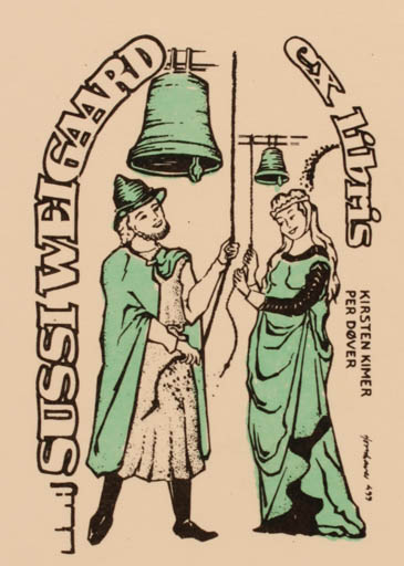 Exlibris by Hans Chr. Hornhaver from Denmark for Sussi Weigaard - Couple Religion 