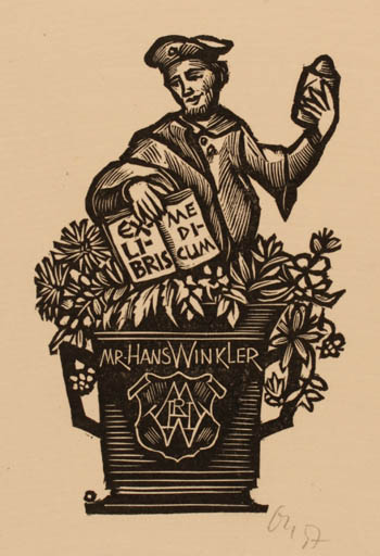 Exlibris by Herbert S. Ott from Germany for Mr. Hans Winkler - Man 