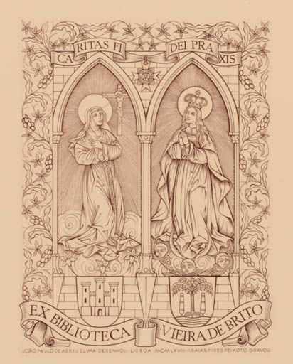 Exlibris by Joao Paulo de Abreu from Portugal for Vieira De Brito - Religion 