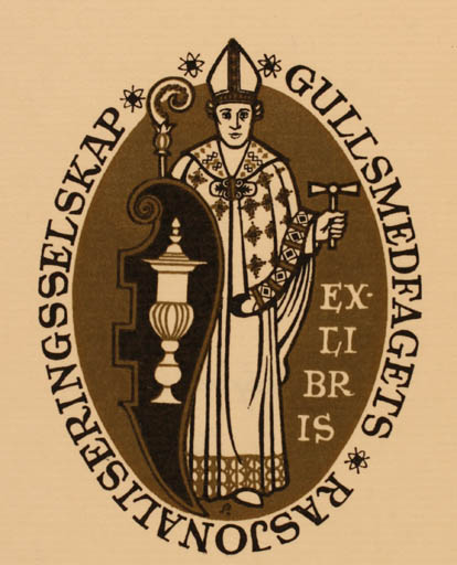 Exlibris by Henry Schjærven from Norway for ? Gullsmedfagets Rasjonaliseringsselskap - Man Religion 