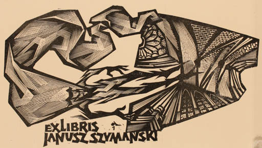 Exlibris by Andrzej Bortowski from Poland for Janusz Szymanski - Abstract 