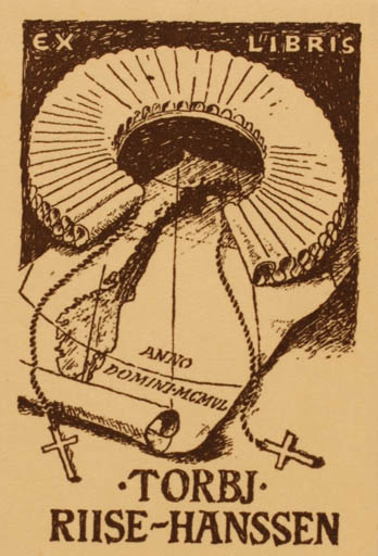 Exlibris by Trygve M Davidsen from Norway for Torbj. Riise Hanssen - Religion 