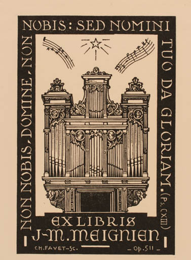 Exlibris by Charles Favet from France for J. M. Meignien - Church Music 