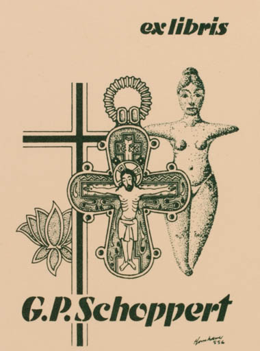 Exlibris by Hans Chr. Hornhaver from Denmark for G. P. Schoppert - Religion 