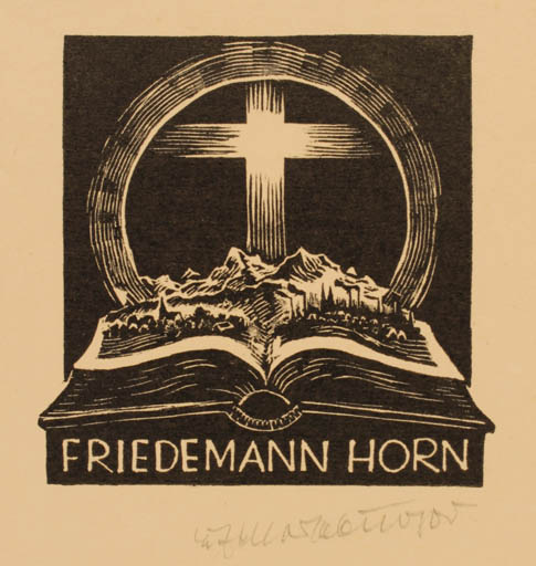 Exlibris by Karl Erich Merseburger from Germany for Friedemann Horn - Religion 