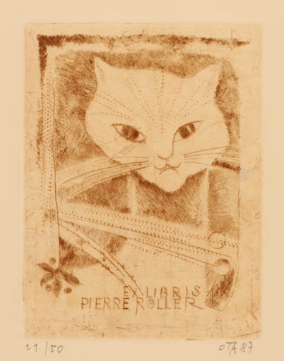 Exlibris by Ota Nalezinek from Luxembourg for Pierre Roller - Cat 