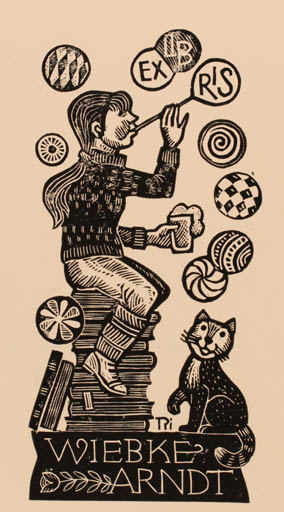 Exlibris by W. Richter from Germany for Wiebke Arndt - Child Book Cat 