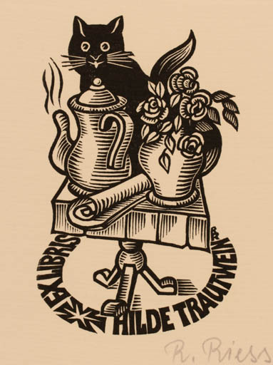 Exlibris by Rudolf Riess from Germany for Hilde Trautwein - Cat 