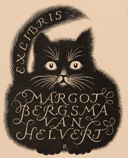 Exlibris by Pam Georg Rueter from Netherland for Margot Bergsma Van Helvert - Cat 