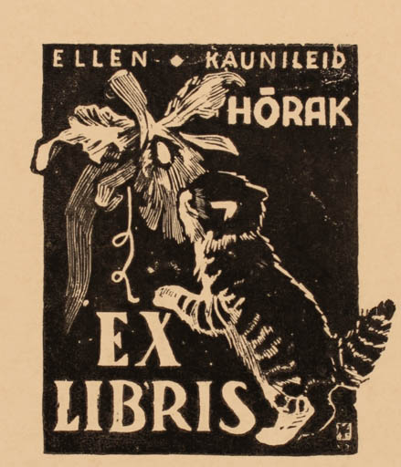 Exlibris by Väino Tönisson from Estonia for Ellen Kaunileid Hórak - Cat 