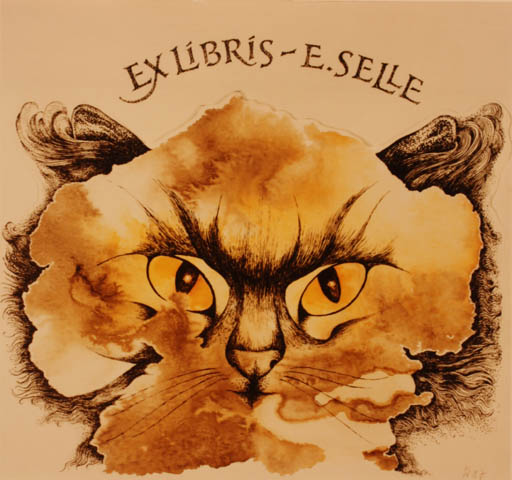 Exlibris by Krystyna Wojcik from Poland for Erika Selle - Cat 