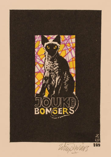 Exlibris by Wim Zwiers from Netherland for Jouke Bonsers - Cat 