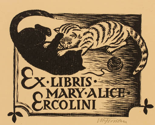 Exlibris by Michal Florian from Czechoslovakia for Mary Alice Ercolini - Cat 