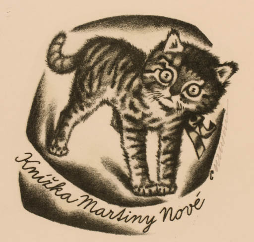 Exlibris by Vojtech Cinybulk from Czechoslovakia for Knizka Martiny Nové - Cat 