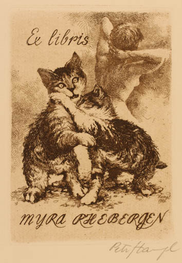 Exlibris by Petr Hampl from Czechoslovakia for Myra Rhebergen - Cat 