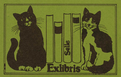 Exlibris by Wolfgang Brand from Germany for Erika Selle - Book Cat 