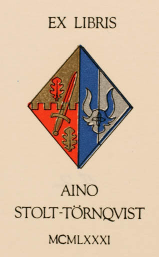 Exlibris by Zdenko G. Alexy from Czech Republic for Aino Stolt-Törnquist - Heraldry 