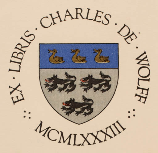 Exlibris by Zdenko G. Alexy from Czech Republic for Charles de Wolff - Heraldry 