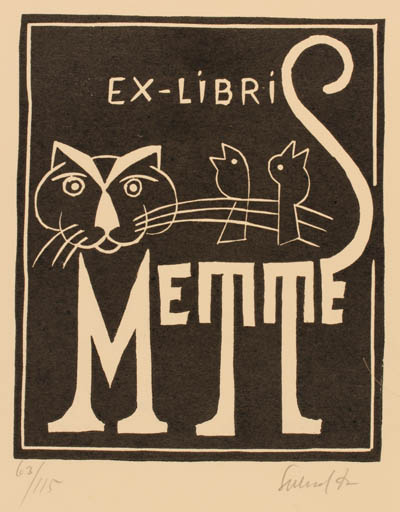 Exlibris by Svend P. Jørgensen from Denmark for ? Mette - Cat 