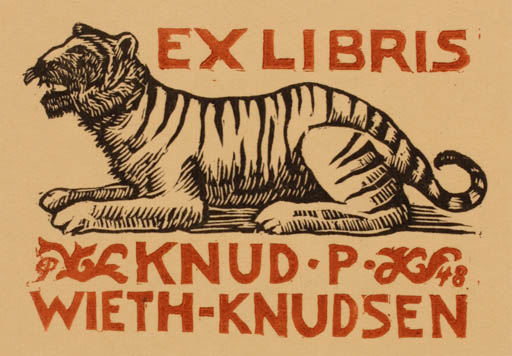 Exlibris by Edmund Peter from Denmark for Knud P. Wieth-Knudsen - Fauna 