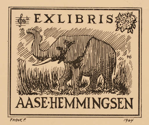 Exlibris by Frank Pedersen from Denmark for Aase Hemmingsen - Fauna 