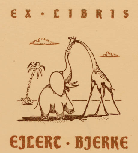 Exlibris by Knut Yran from Norway for Ejlerc Bjerke - Fauna 