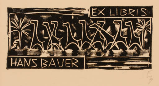 Exlibris by Erhard Zierold from Germany for Hans Bauer - Fauna 