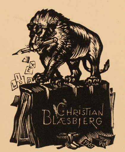Exlibris by Peteris Upitis from Latvia for Christian Blæsbjerg - Book Fauna 