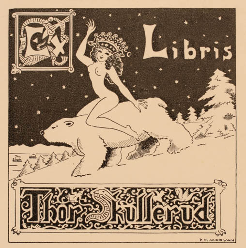 Exlibris by Paul Francois Morvan from France for Thor Skullerud - Fauna Woman 