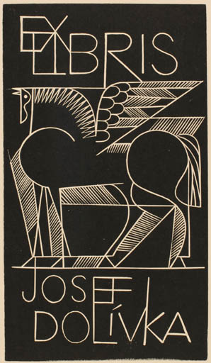 Exlibris by Jaro Belohlavek from Czech Republic for Josef Dolivka - Mythology Pegasus 