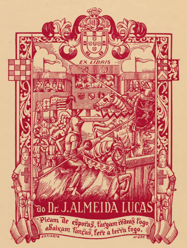 Exlibris by Juan Estiarte from Spain for Prof. Joáo de Almeida Lucas - Knight 