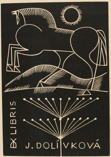 Exlibris by Jaro Belohlavek from Czech Republic for Josef Dolivka - Horse 