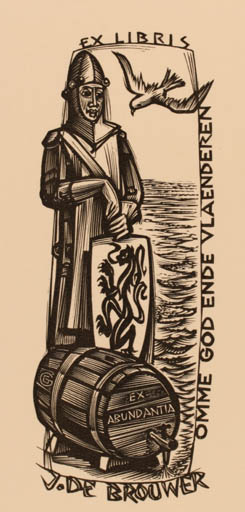 Exlibris by Gerard Gaudaen from Belgium for J. De Brouwer - Knight 