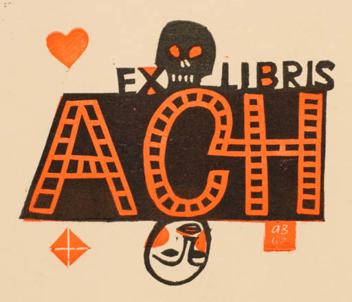 Exlibris by Alex Beran from Czech Republic for ? A. C. H. - Death Text/Writing 