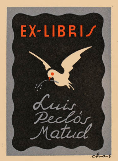 Exlibris by ? ? from Spain for Luis Peclós Matud - Bird 